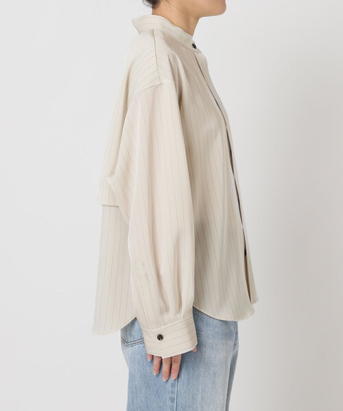plage（プラージュ） ブラウス シャツ Pin stripeバンドカラーシャツ