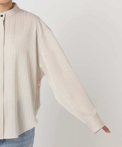 Plageバンドカラーポケットシャツ plage（プラージュ） ブラウス シャツ Pin stripeバンドカラーシャツ