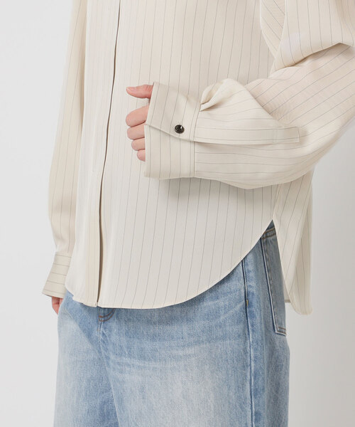 plage（プラージュ） ブラウス シャツ Pin stripeバンドカラーシャツ