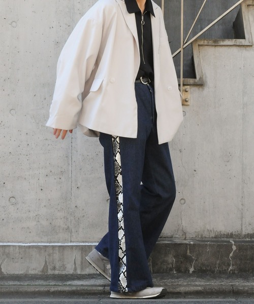 「Nilway」 デニムパンツ LARGE ライトグリーン メンズ_画像2