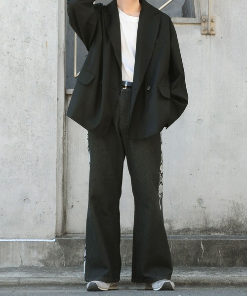 「Nilway」 デニムパンツ LARGE ライトグリーン メンズ_画像5