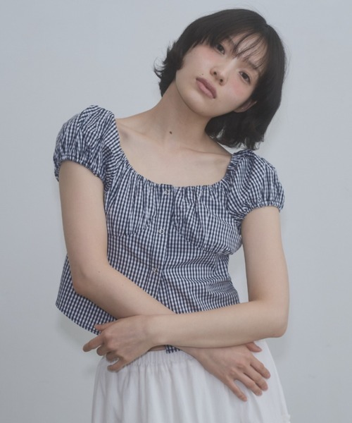 FEKETE（フェケテ） ブラウス シャツ gingham 2way puff sleeve blouse