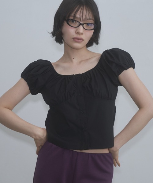 FEKETE（フェケテ） ブラウス シャツ gingham 2way puff sleeve blouse