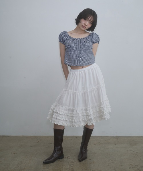 FEKETE（フェケテ） ブラウス シャツ gingham 2way puff sleeve blouse