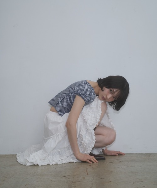FEKETE（フェケテ） ブラウス シャツ 半袖 gingham 2way puff sleeve