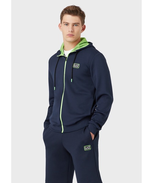 EA7 「EMPORIO ARMANI EA7」 ジップアップパーカー LARGE ネイビー