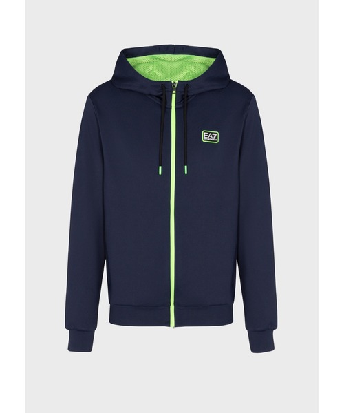 【美品】EA7 ネイビーパーカー EA7 「EMPORIO ARMANI EA7」 ジップアップパーカー LARGE ネイビー