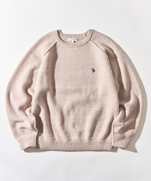 「U.S. POLO ASSN.」 長袖ニット M カーキ メンズ_画像2