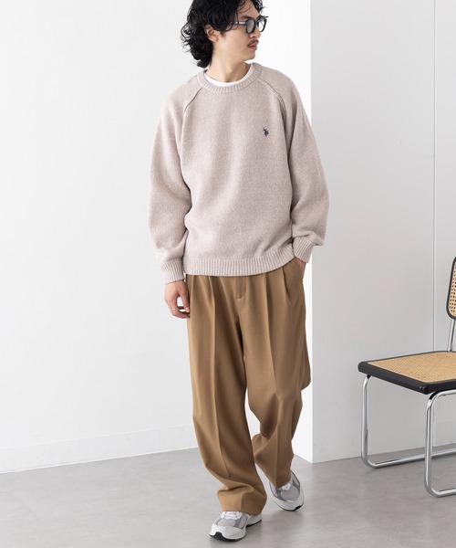 「U.S. POLO ASSN.」 長袖ニット M カーキ メンズ_画像7