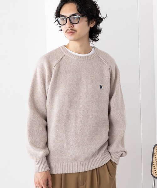 「U.S. POLO ASSN.」 長袖ニット M カーキ メンズ_画像9