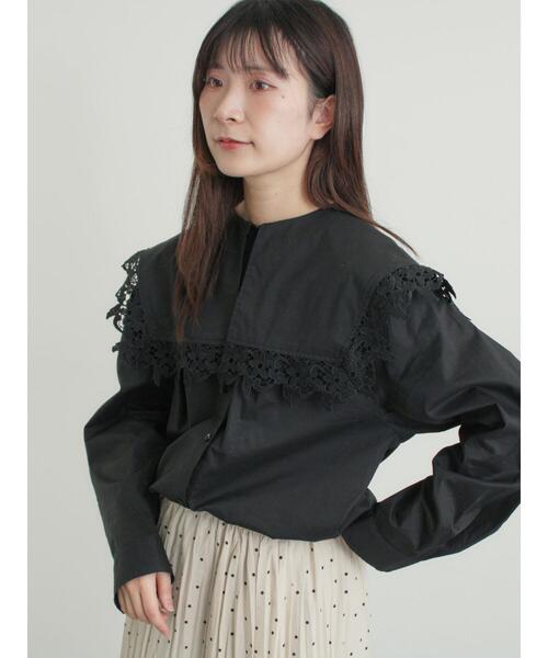 【新品】machatt⭐︎レースカラーブラウス　ブラック 新品】machatt⭐︎レースカラーブラウス ブラック 【公式通販】