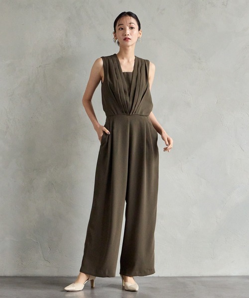 「AIMER」 パンツドレス MEDIUM ブラック レディースの画像