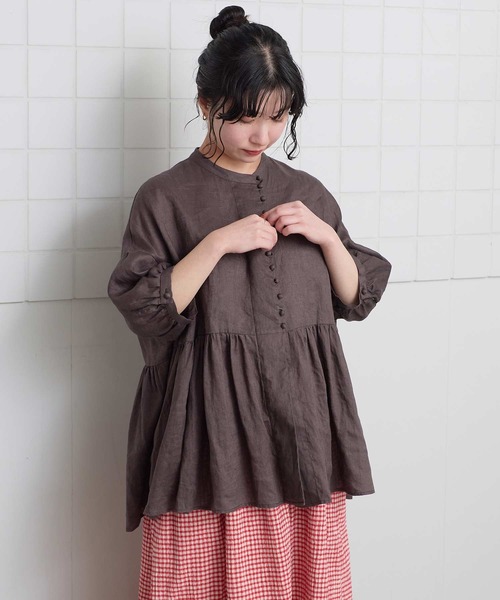 l'atelier du savon（アトリエドゥサボン） ブラウス シャツ _麻の