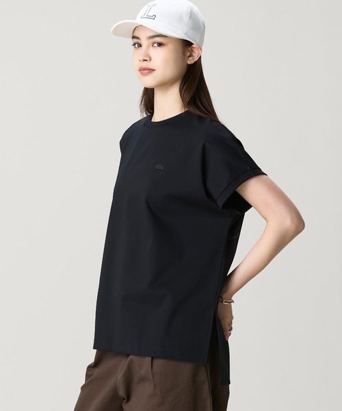 tシャツ 「オンライン限定」LACOSTE オーバーサイズ フレンチスリーブ サイドスリット クルーネックTシャツ レディースの画像