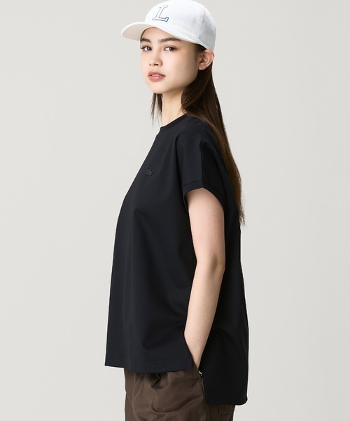 tシャツ 「オンライン限定」LACOSTE オーバーサイズ フレンチスリーブ サイドスリット クルーネックTシャツ レディースの画像