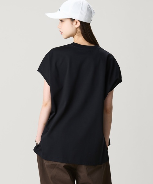 tシャツ 「オンライン限定」LACOSTE オーバーサイズ フレンチスリーブ サイドスリット クルーネックTシャツ レディースの画像