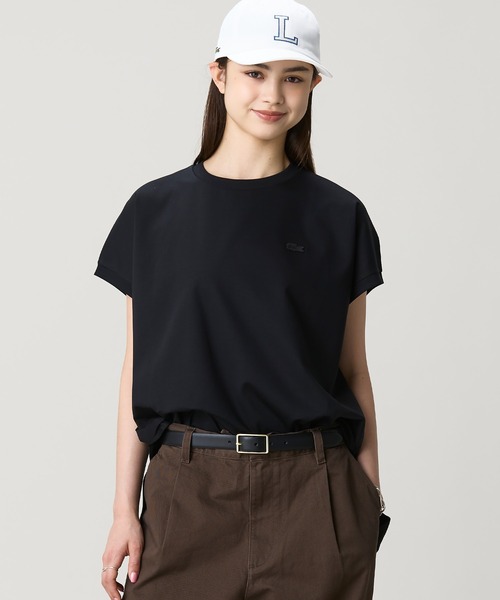 tシャツ 「オンライン限定」LACOSTE オーバーサイズ フレンチスリーブ サイドスリット クルーネックTシャツ レディースの画像