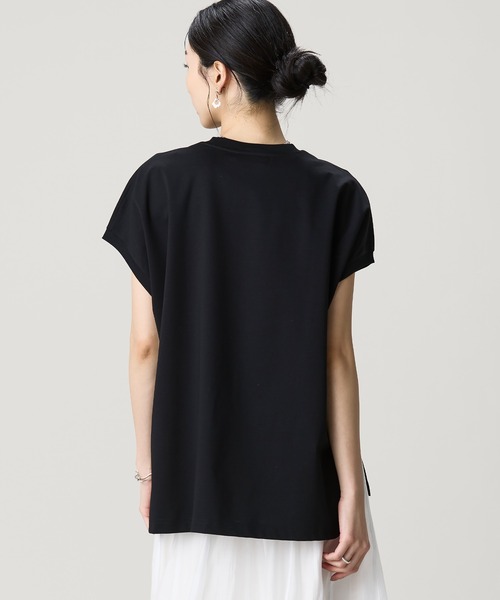 tシャツ 「オンライン限定」LACOSTE オーバーサイズ フレンチスリーブ サイドスリット クルーネックTシャツ レディースの画像