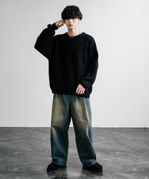 「Rocky Monroe」 長袖ニット M ブルー メンズ_画像9