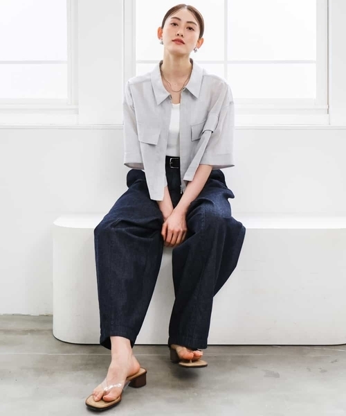 パンツ 「セットアップ対応」デニムバレルパンツ レディース