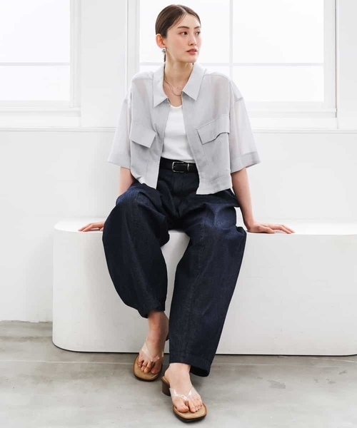 パンツ 「セットアップ対応」デニムバレルパンツ レディース