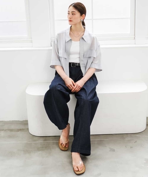 パンツ 「セットアップ対応」デニムバレルパンツ レディース