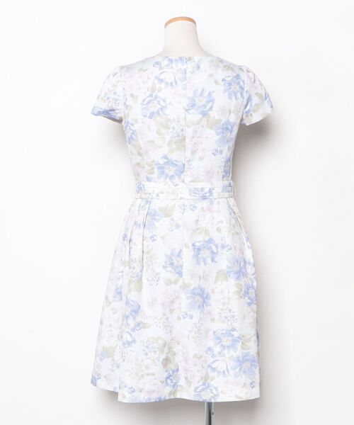 「Debut de Fiore」 花柄半袖ワンピース 38 ブルー レディース_画像2