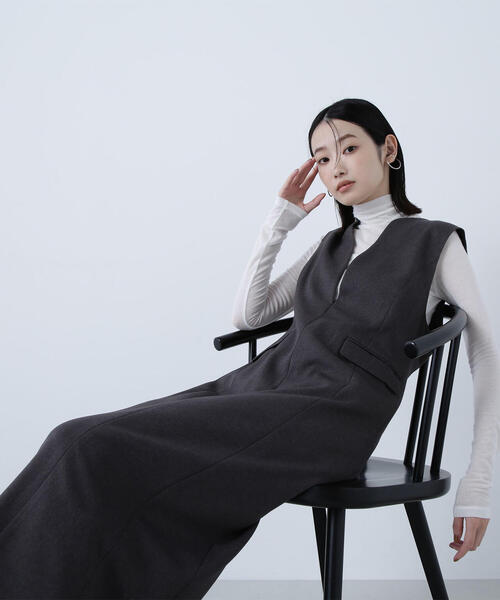 NATURAL BEAUTY BASIC」 サロペットスカート MEDIUM ダークブラウン 