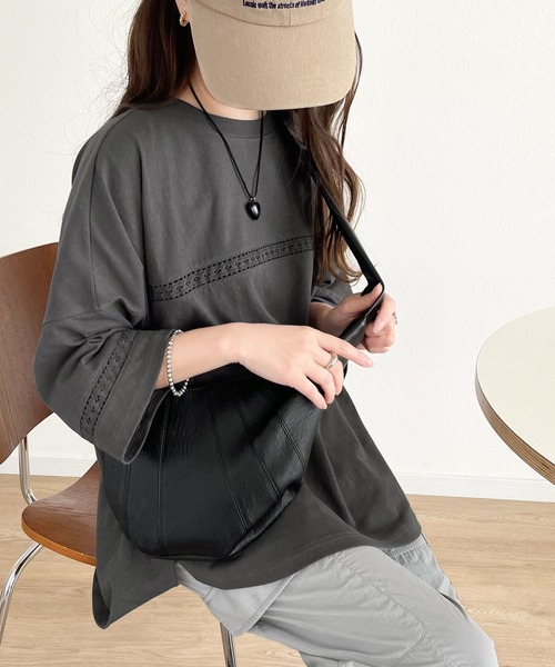「Java」 長袖カットソー LARGE グレイッシュベージュ レディース_画像2