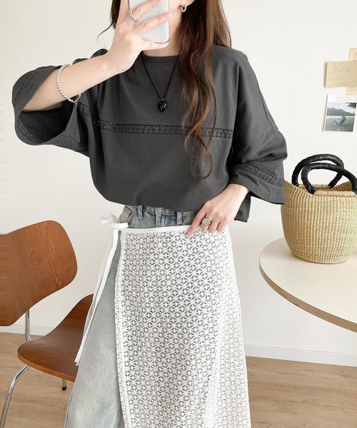 「Java」 長袖カットソー LARGE グレイッシュベージュ レディース_画像6