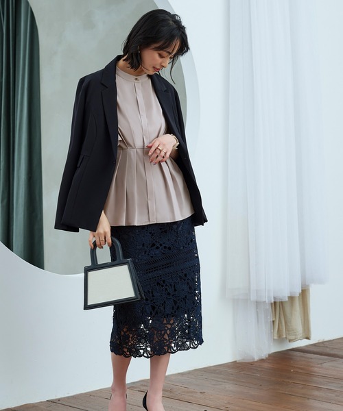 「RUIRUE BOUTIQUE」 半袖ブラウス LL ネイビー レディース_画像9