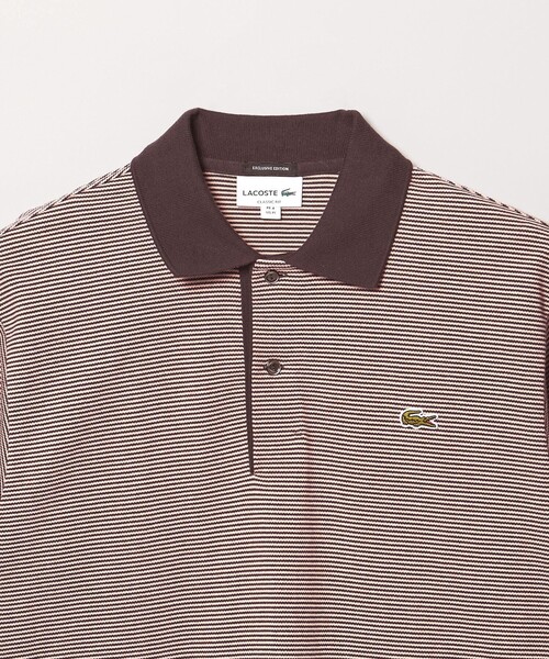 LACOSTE マルチカラー ボーダー スキッパー フレンチスリーブ ポロシャツ LACOSTE - LACOSTE マルチカラー ボーダー スキッパー フレンチ