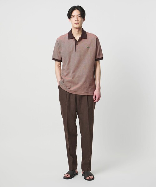 LACOSTE マルチカラー ボーダー スキッパー フレンチスリーブ ポロシャツ LACOSTE - LACOSTE マルチカラー ボーダー スキッパー フレンチ