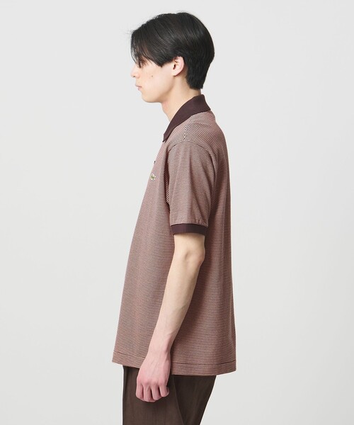 LACOSTE マルチカラー ボーダー スキッパー フレンチスリーブ ポロシャツ LACOSTE - LACOSTE マルチカラー ボーダー スキッパー フレンチ