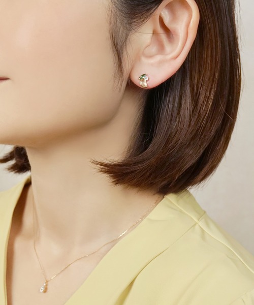 ピアス K10 グリーンカラーグラデーションピアス ( YG) レディースの画像