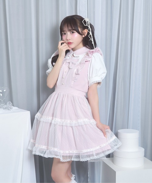 Honey Cinnamon（ハニーシナモン） ワンピース 半袖 ドットチュール