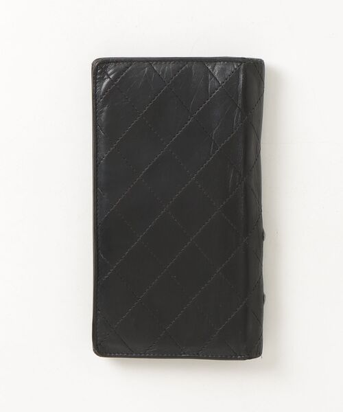 【美品】シャネル 長財布 二つ折り財布 ブラック バイカラー カンボンライン CHANEL（シャネル） カンボンライン 二つ折り長財布 - ブラック