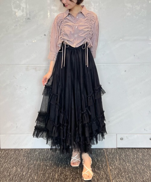AND COUTURE（アンドクチュール） ロング スカート チュールフリル