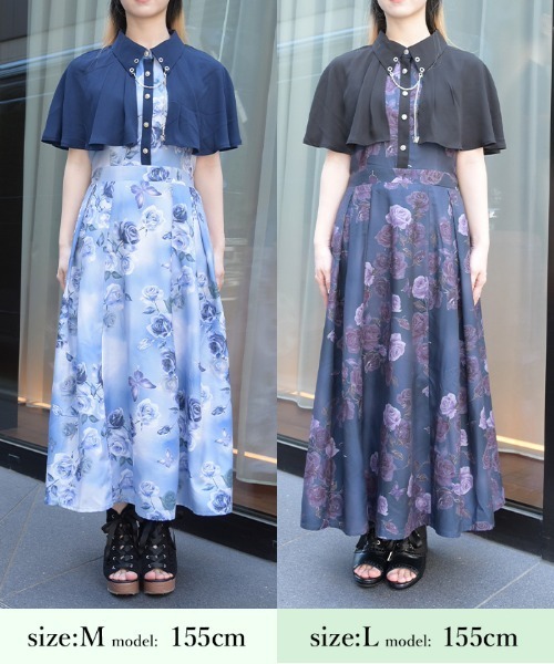 axes femme（アクシーズ ファム） ワンピース 半袖 アートローズ柄