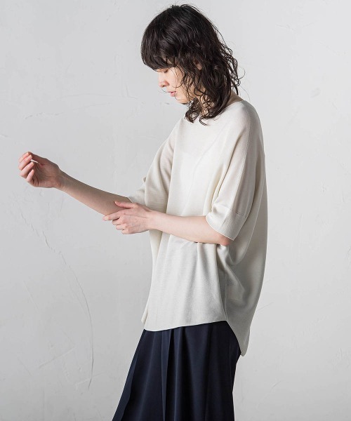 「la.f…」 半袖ニット 9号 ベージュ レディース_画像7