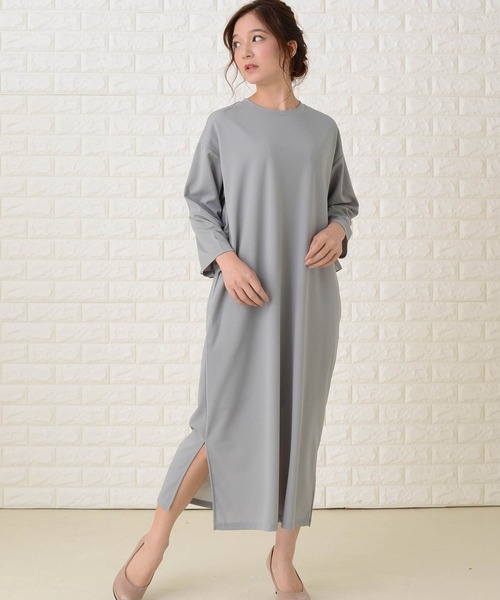Lace Ladies ワンピース バックフリル裾スリット入りカジュアル