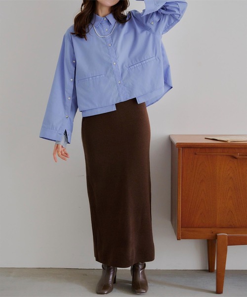 サイドスリットタイトニットスカート サイド釦スリットタイトニットスカート | natural couture(ナチュラル