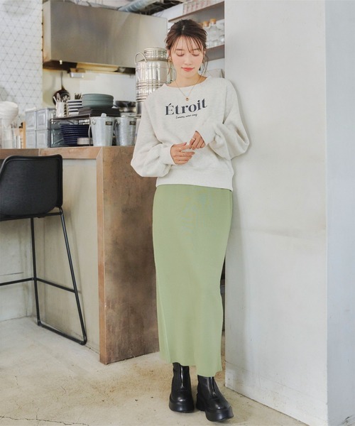 titivate（ティティベイト） スカート スリットタイトニットスカート