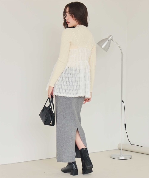 titivate（ティティベイト） スカート スリットタイトニットスカート