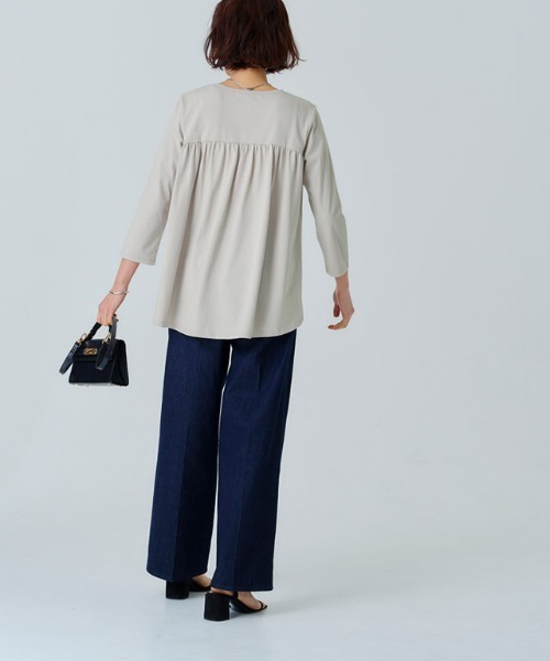 RASW tシャツ GIZAコットンバックギャザーTシャツ レディース