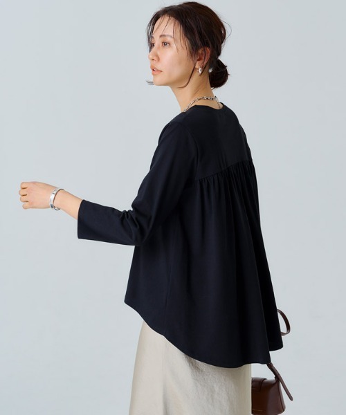 tシャツ GIZAコットンバックギャザーTシャツ レディース RASW tシャツ GIZAコットンバックギャザーTシャツ レディース