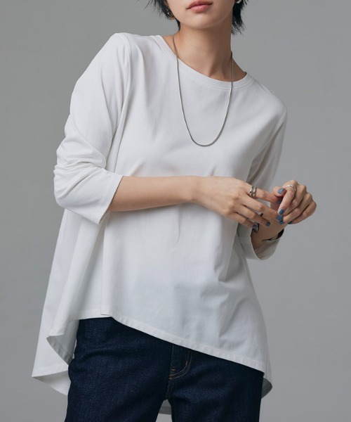 RASW tシャツ GIZAコットンバックギャザーTシャツ レディース
