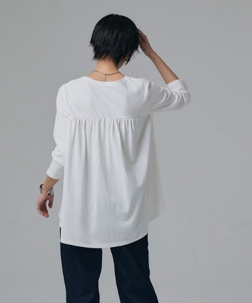 tシャツ GIZAコットンバックギャザーTシャツ レディース RASW tシャツ GIZAコットンバックギャザーTシャツ レディース