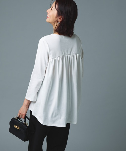 tシャツ GIZAコットンバックギャザーTシャツ レディース RASW tシャツ GIZAコットンバックギャザーTシャツ レディース