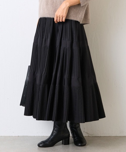 PEARLY GATES ひざ丈 プリーツスカート ティアードスカート 0 PEARLY GATES ひざ丈 プリーツスカート ティアードスカート 0